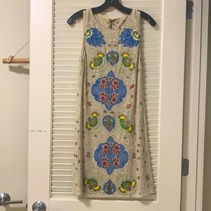 Alice + Olivia - embellished silk dress with slit layer inside